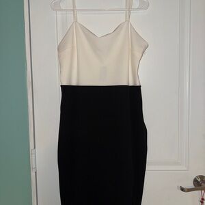NWT Express Cream and White Sheath Dress with Spaghetti Straps for Cocktail